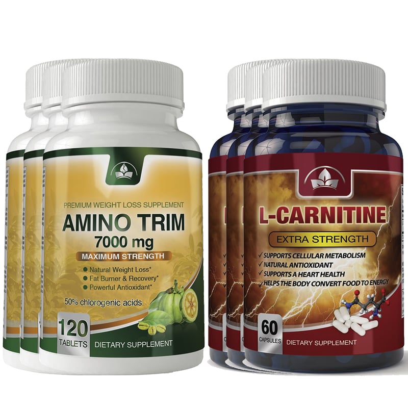 Amino Trim L-Carnitine Combo Pack Natural Fat Burner Energy Booster 1000mg Image 1