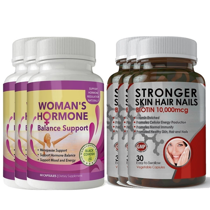 Biotin 10,000mcg and Womans Hormone Support Combo Pack Image 3