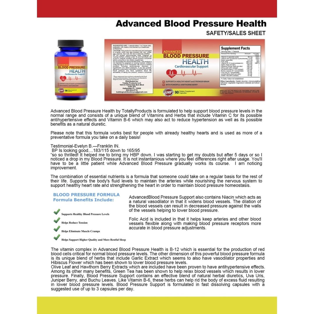 Advanced Blood Pressure Support 90 Capsules Herbal Formula Heart Health Image 2