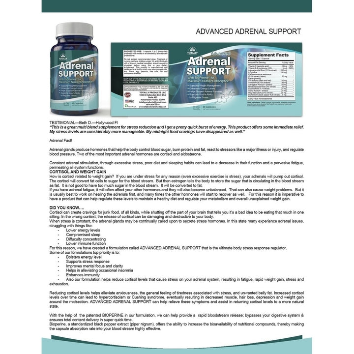 Advanced Adrenal Support (60 capsules) Image 2
