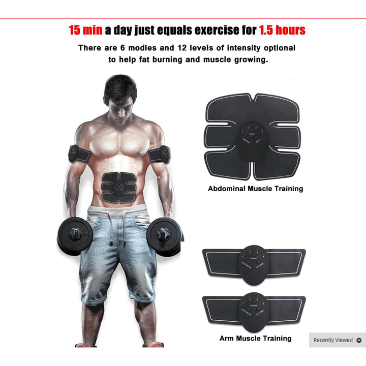 ABS Stimulator EMS Trainer Black with 7-Hour Slim Dietary Capsules Muscle Strength Image 9