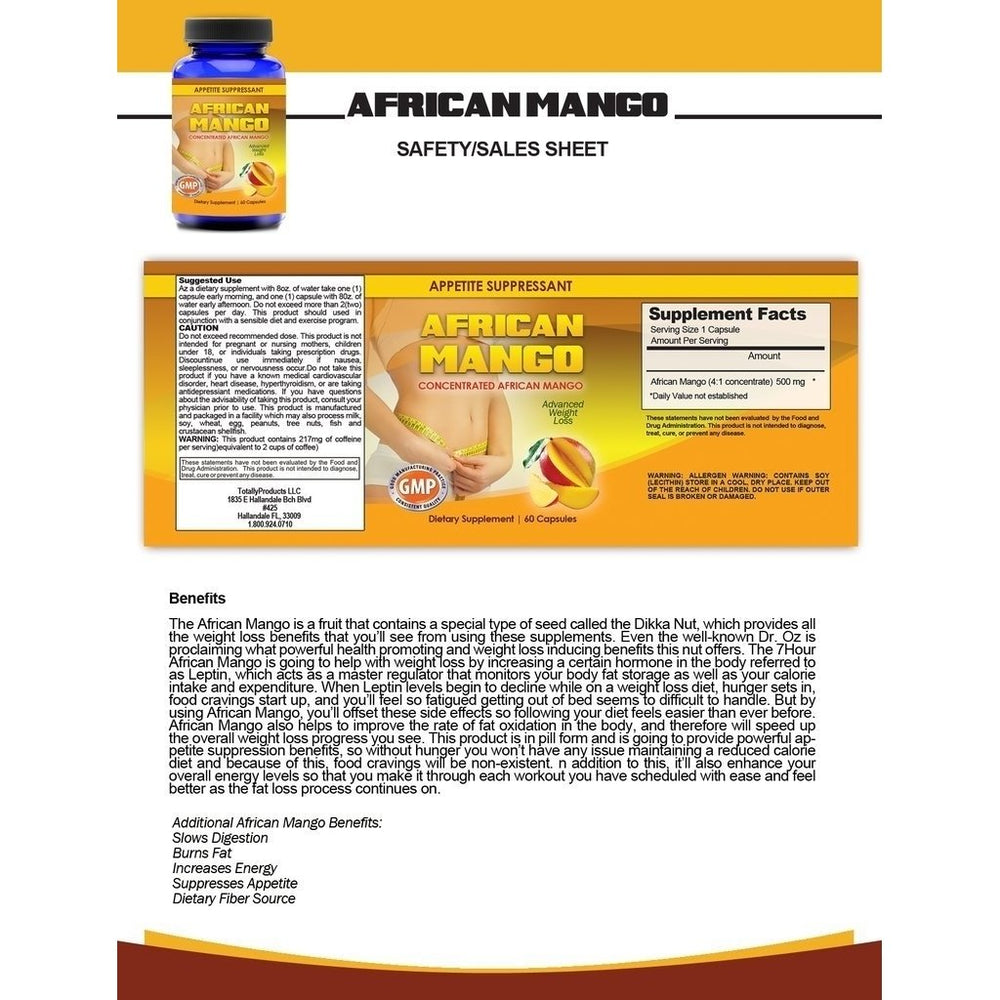 African Mango Night Slim Weight Loss Pills Combo Natural Fat Burner 60 Pills Image 2