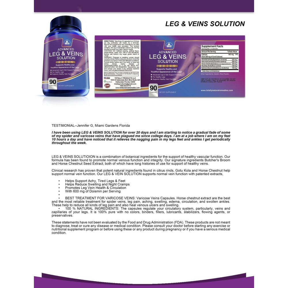 Circulation and Vein Solution for Healthy Legs (90 Capsules) Image 2