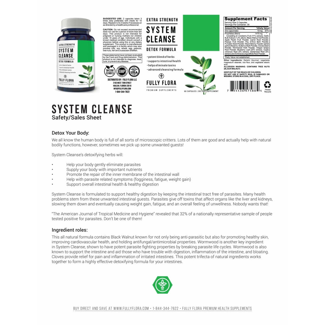 Fully Flora Extra Strength System Cleanse Detox (60 capsules) Image 3