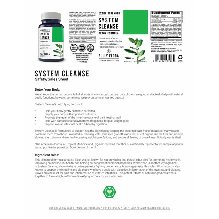 Fully Flora Extra Strength System Cleanse Detox (60 capsules) Image 3