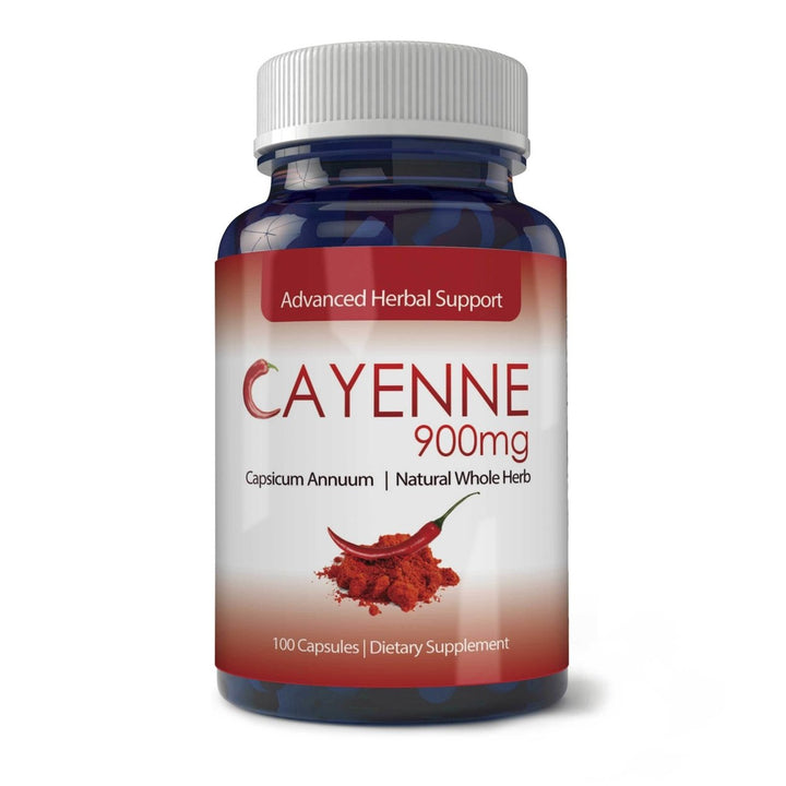 Cayenne Pepper Capsules 900mg for Healthy Digestion 100 Count Support Circulation Image 1