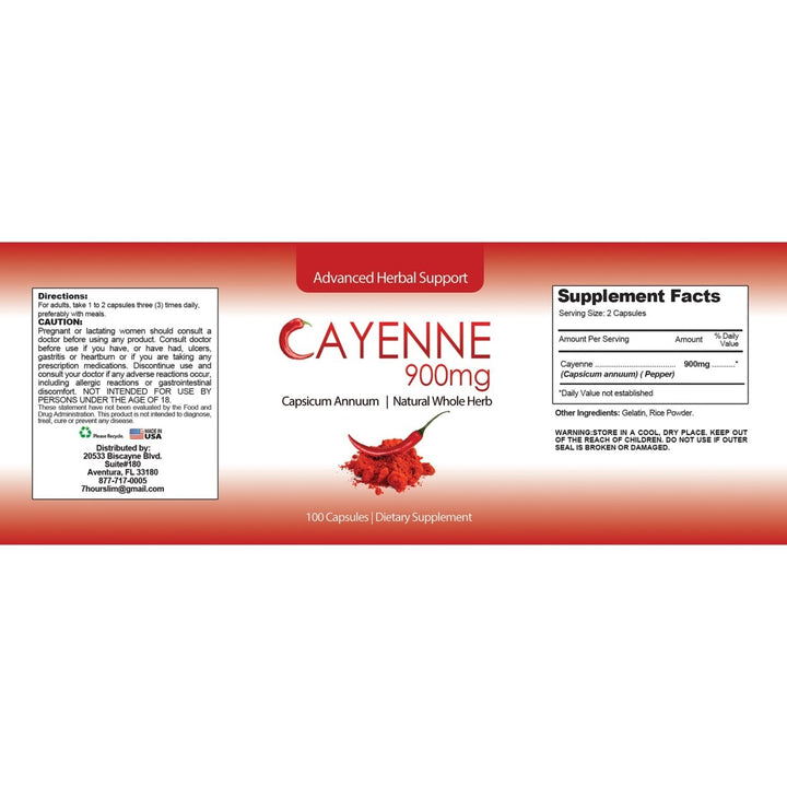 Cayenne Pepper Capsules 900mg for Healthy Digestion 100 Count Support Circulation Image 3