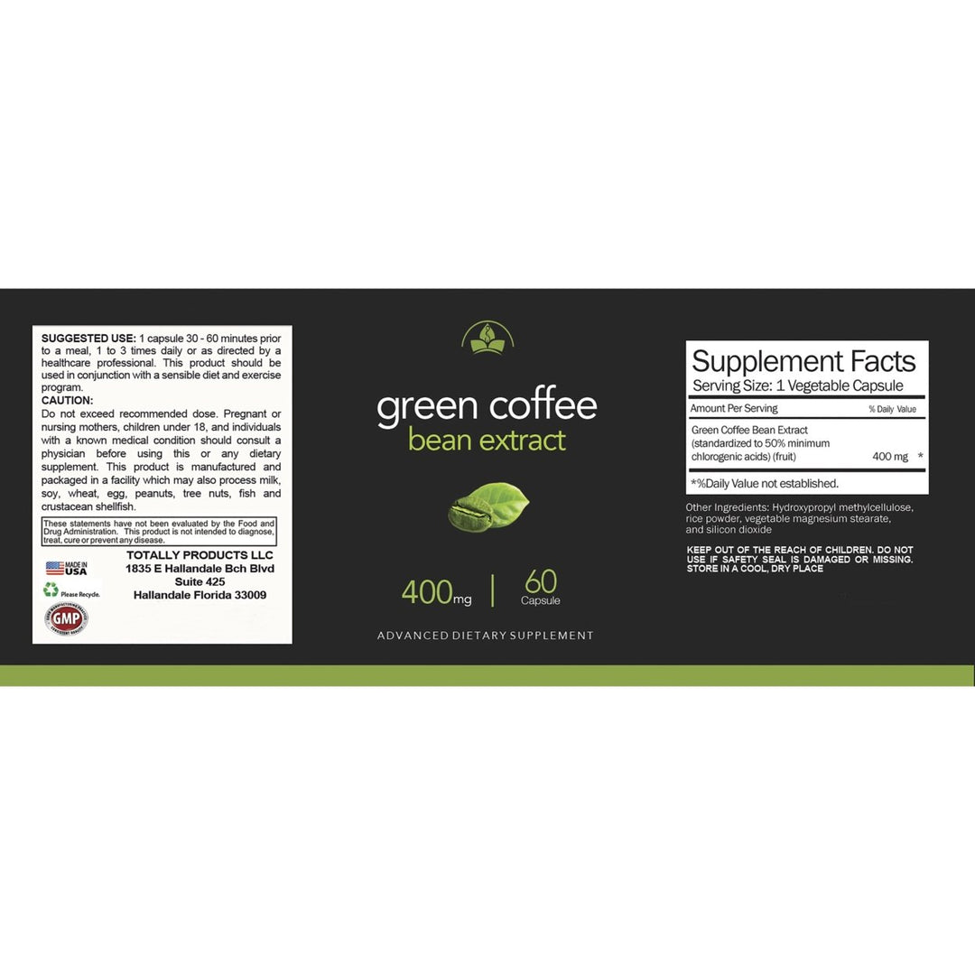 Green Coffee Bean Extract 400mg 60 Capsules All Natural Weight Loss Supplement Image 3