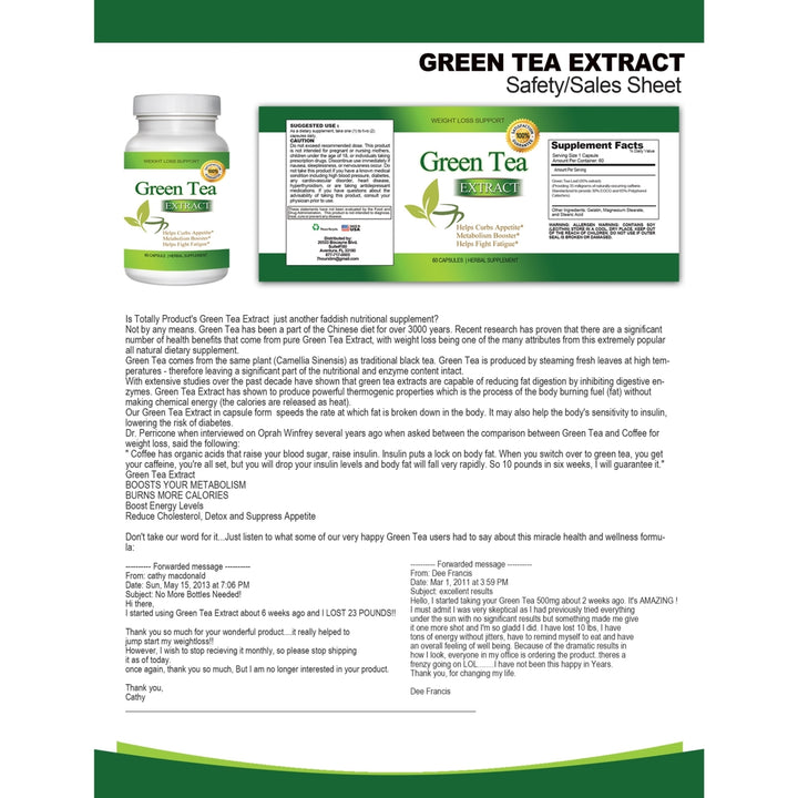 Green Tea Extract for Weight Loss (120 Capsules) Image 2