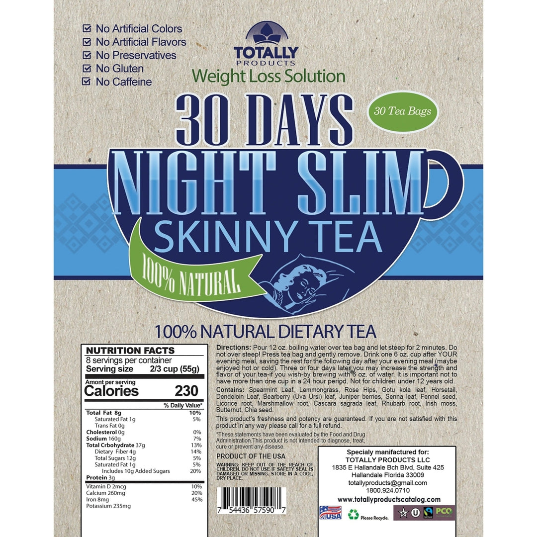 Night Slim Skinny Tea 30 Bags Detox Weight Loss Metabolism Boost Herbal Tea Image 3