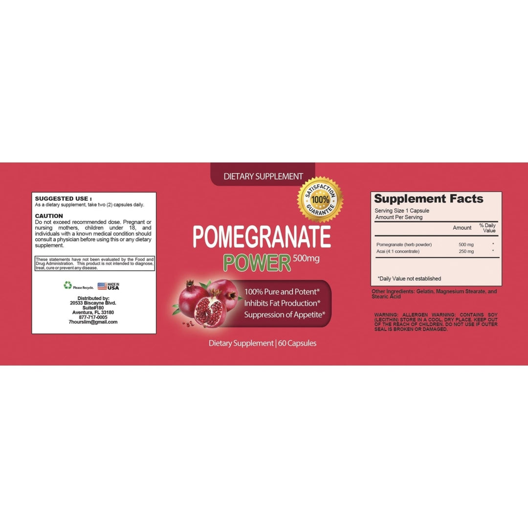 Pure Pomegranate Extract 500mg (60 Capsules) Image 2