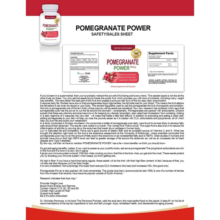 Pure Pomegranate Extract 500mg (60 Capsules) Image 3