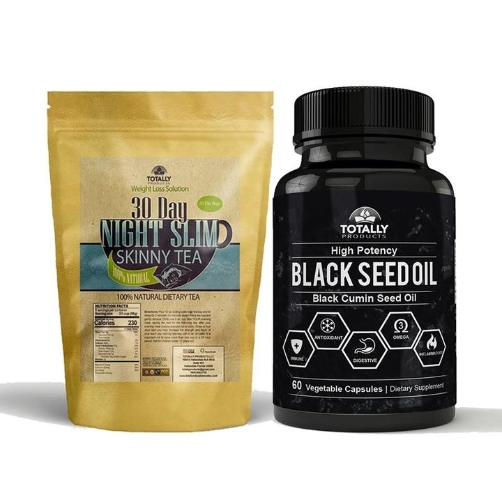 Night Slim Tea and Black Seed Oil Combo Pack Detox Metabolism Boost 30 Day Supply Image 1