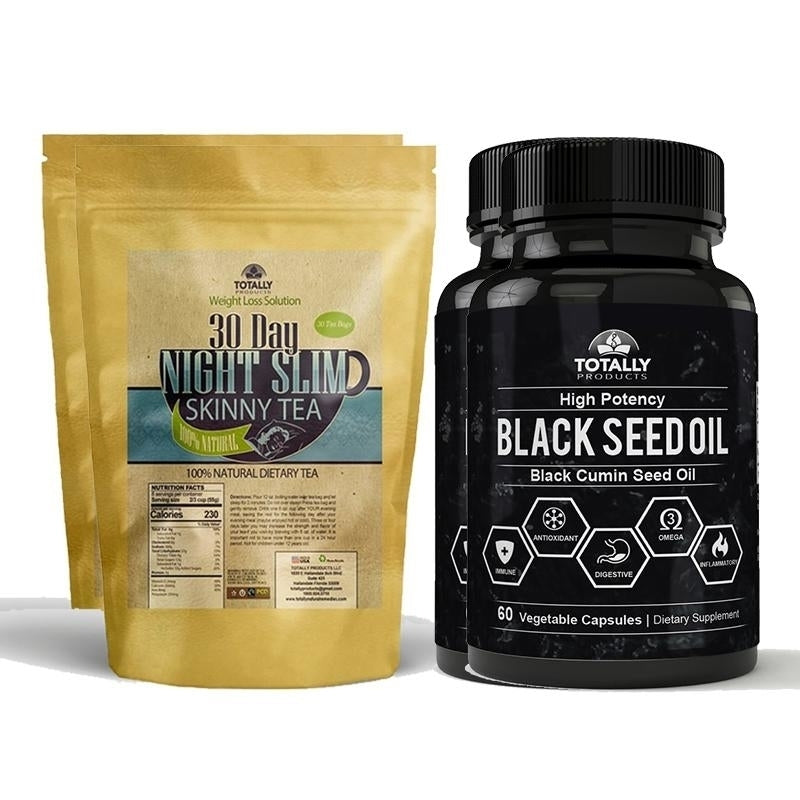 Night Slim Tea and Black Seed Oil Combo Pack Detox Metabolism Boost 30 Day Supply Image 2