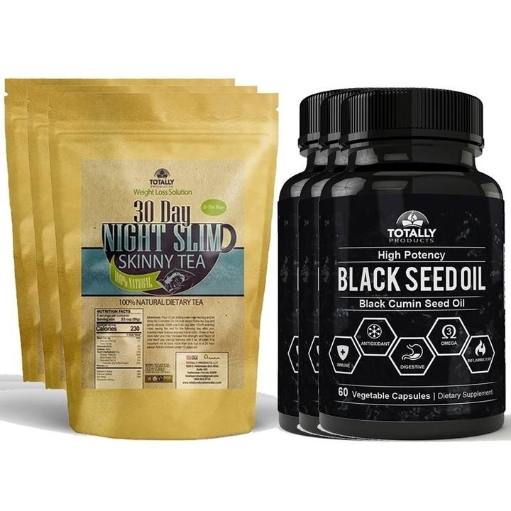 Night Slim Tea and Black Seed Oil Combo Pack Detox Metabolism Boost 30 Day Supply Image 3