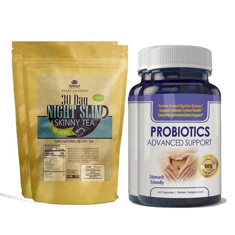 Night Slim Skinny Tea and Probiotics Advanced Support Combo for Digestion and Detox Image 2