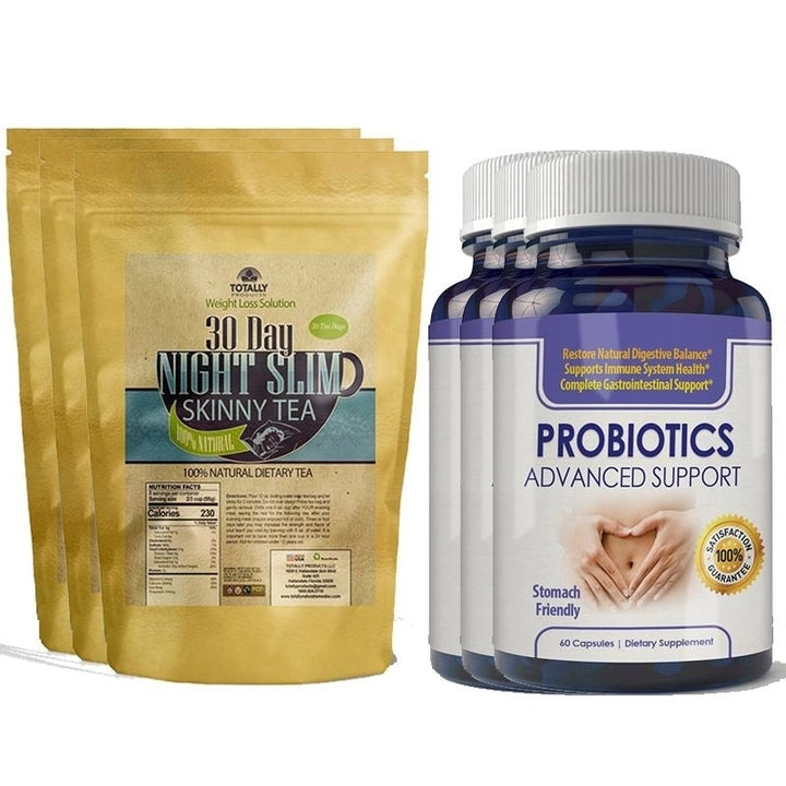 Night Slim Skinny Tea and Probiotics Advanced Support Combo for Digestion and Detox Image 3