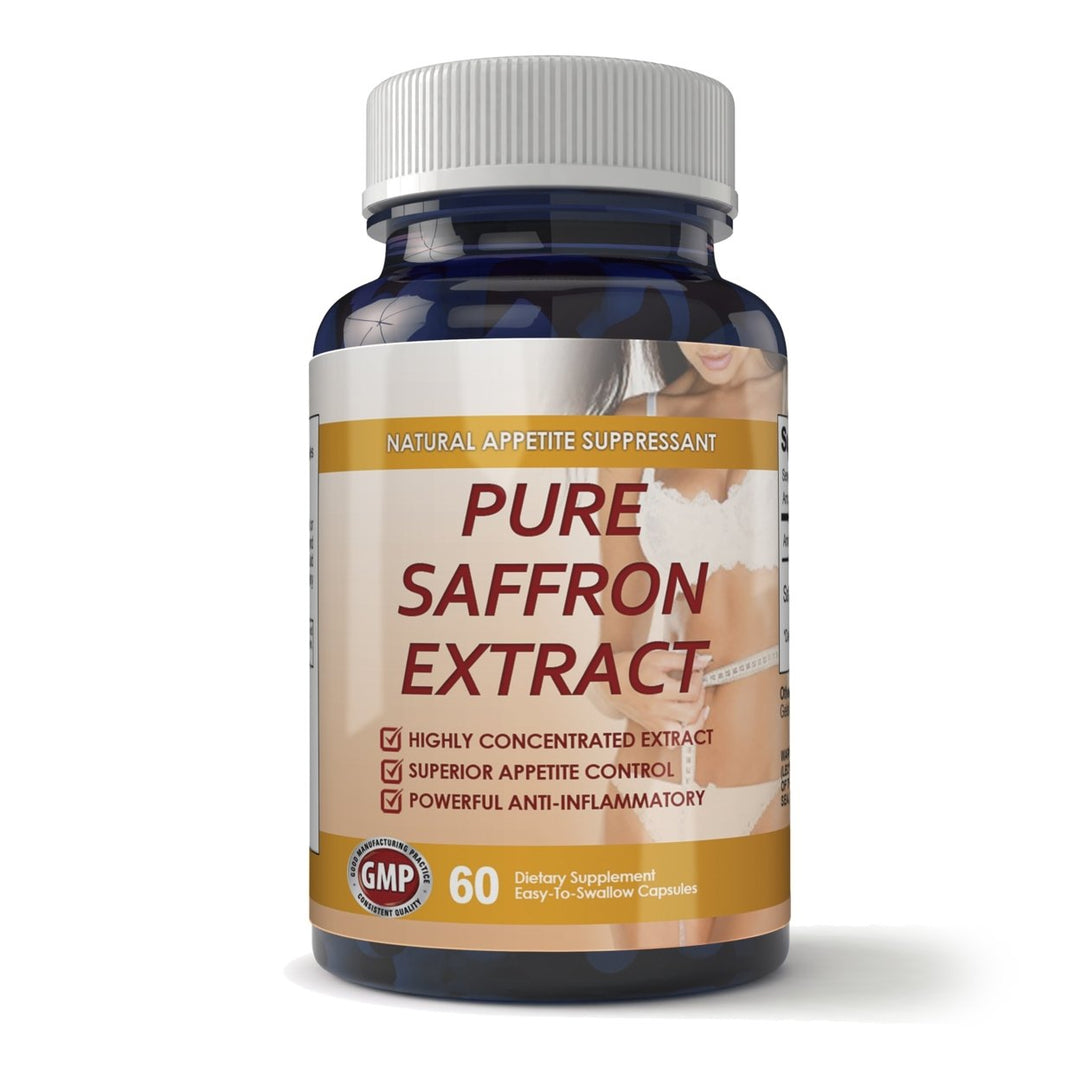 Pure Saffron Extract 60 Capsules Appetite Suppressant Mood Support Health Supplement Image 1