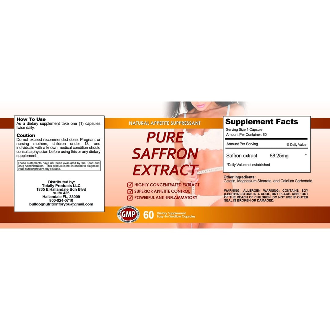 Pure Saffron Extract 60 Capsules Appetite Suppressant Mood Support Health Supplement Image 2