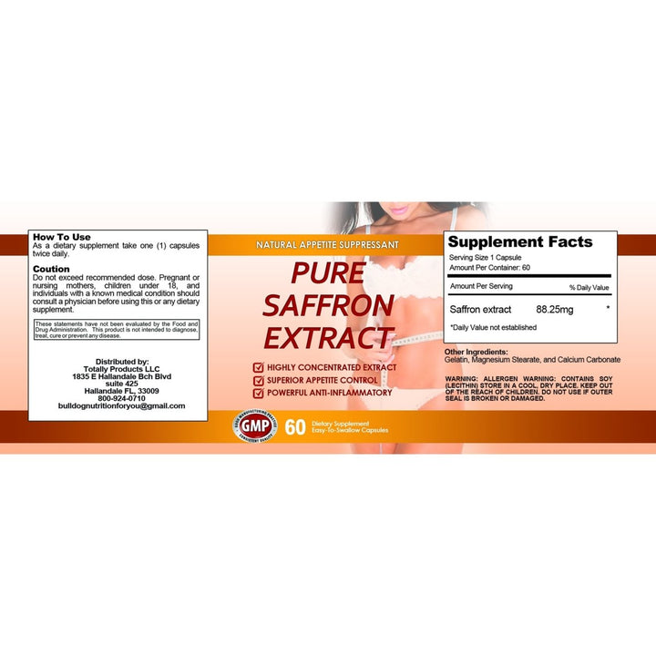 Pure Saffron Extract 60 Capsules Appetite Suppressant Mood Support Health Supplement Image 2