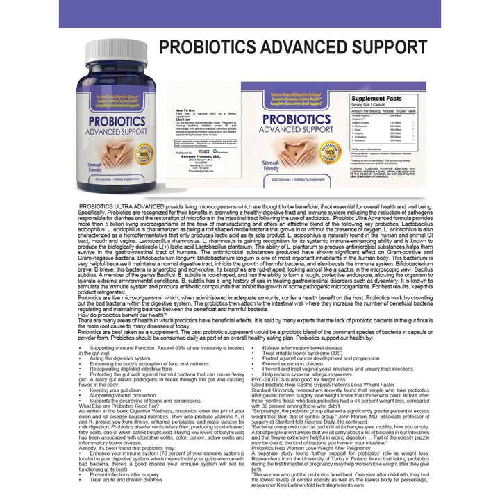 Totally Products Probiotics Advanced Support 60 Capsules Digestive Immune Health Image 2