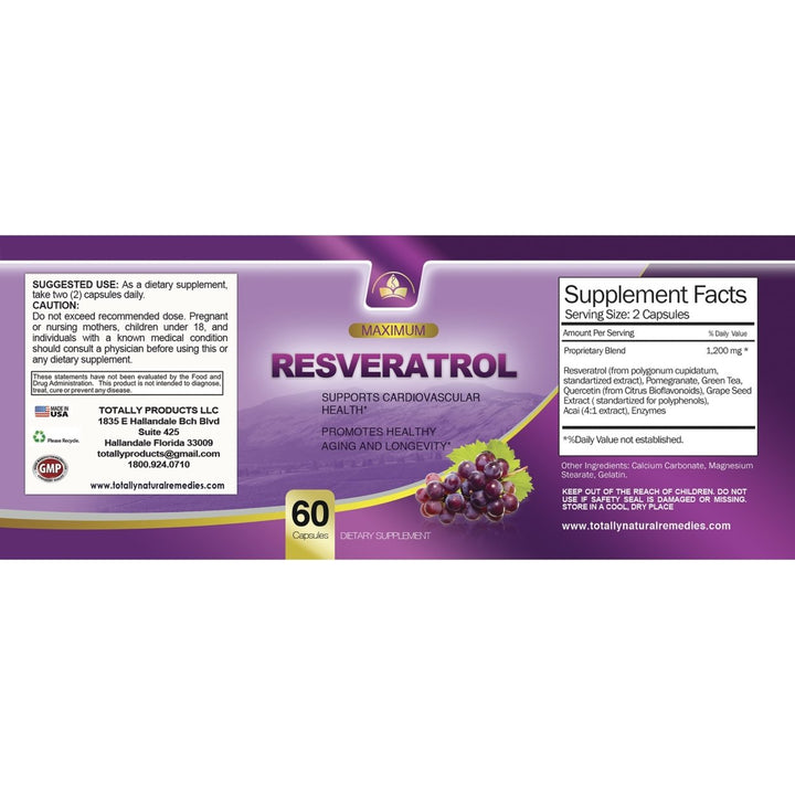 Super Resveratrol 1200mg Maximum Strength Antioxidant 60 Veggie Capsules Image 3