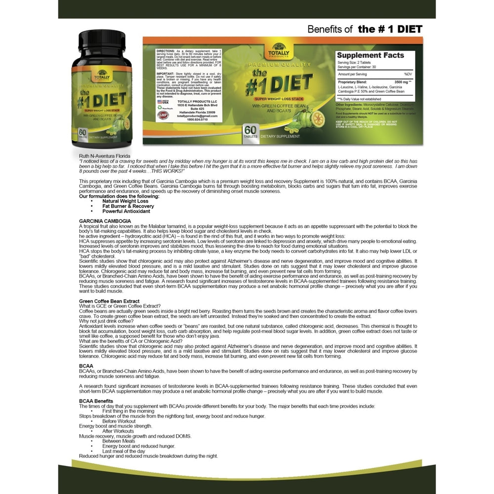 The 1 Diet Complex for Super Weight Loss (60 Caplets) Image 2