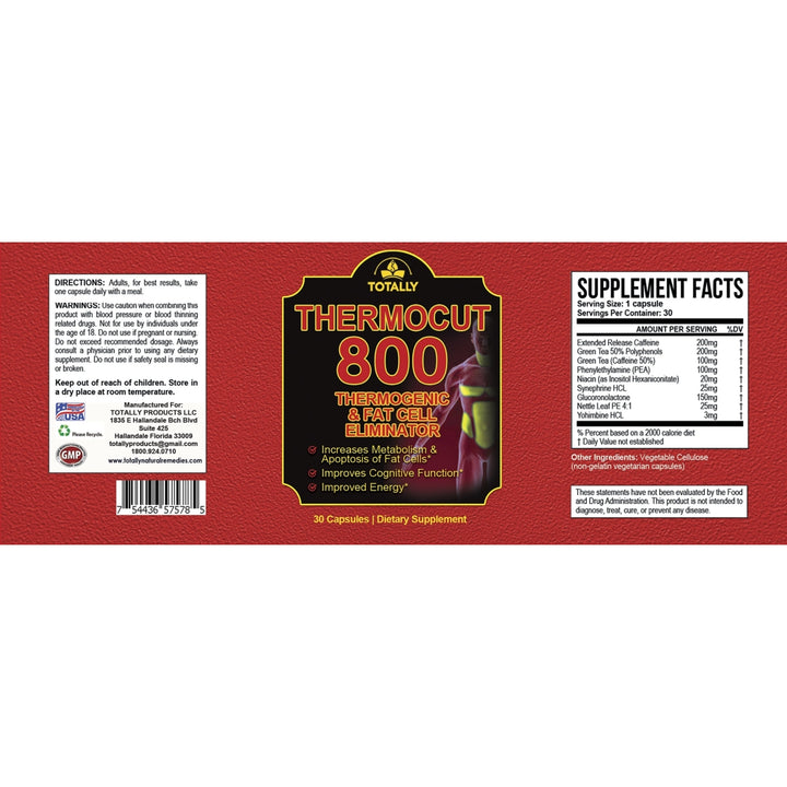 Thermocut 800 Thermogenic Fat Burner 30 Capsules Energy and Metabolism Support Image 3