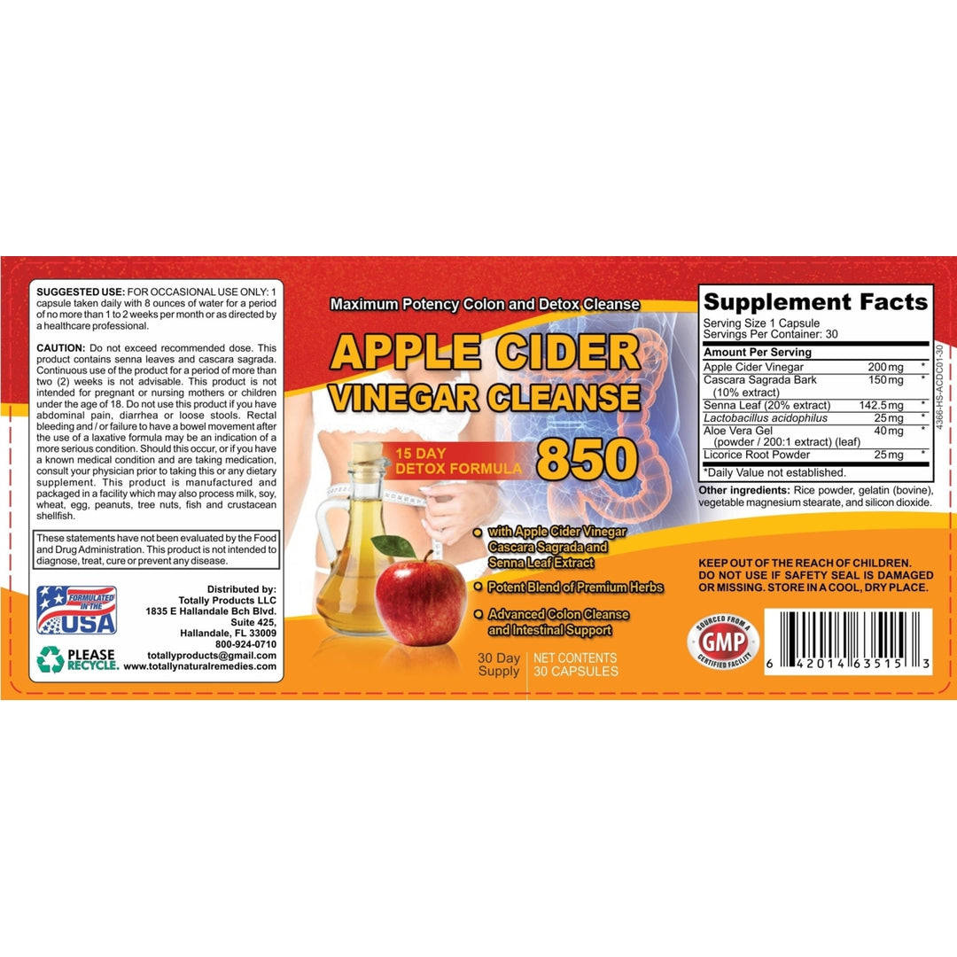 Totally Products Apple Cider Vinegar Cleanse (30 Capsules) Image 3