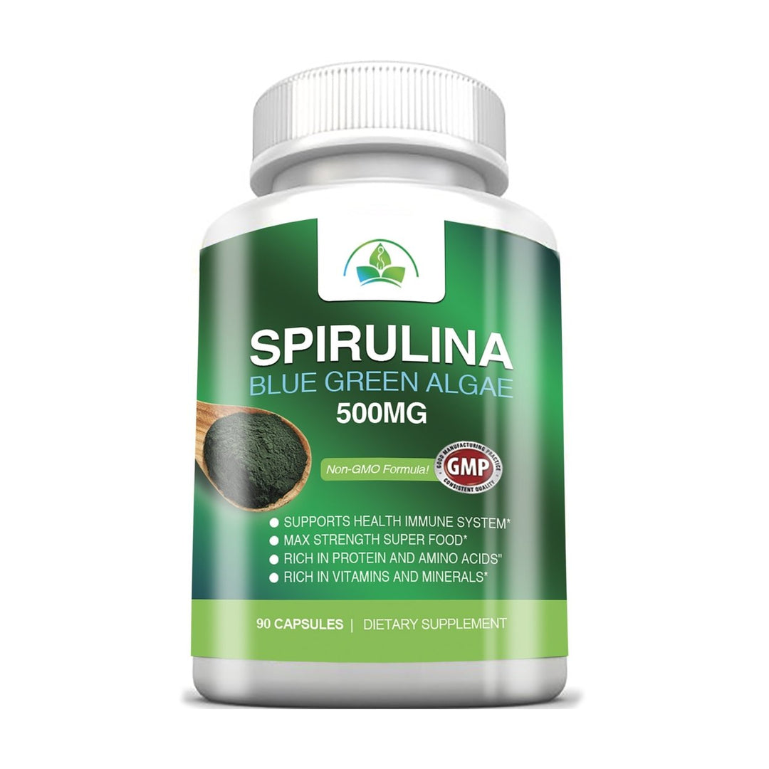 Spirulina 500mg Blue Green Algae Superfood Dietary Supplement 90 Caplets Image 1