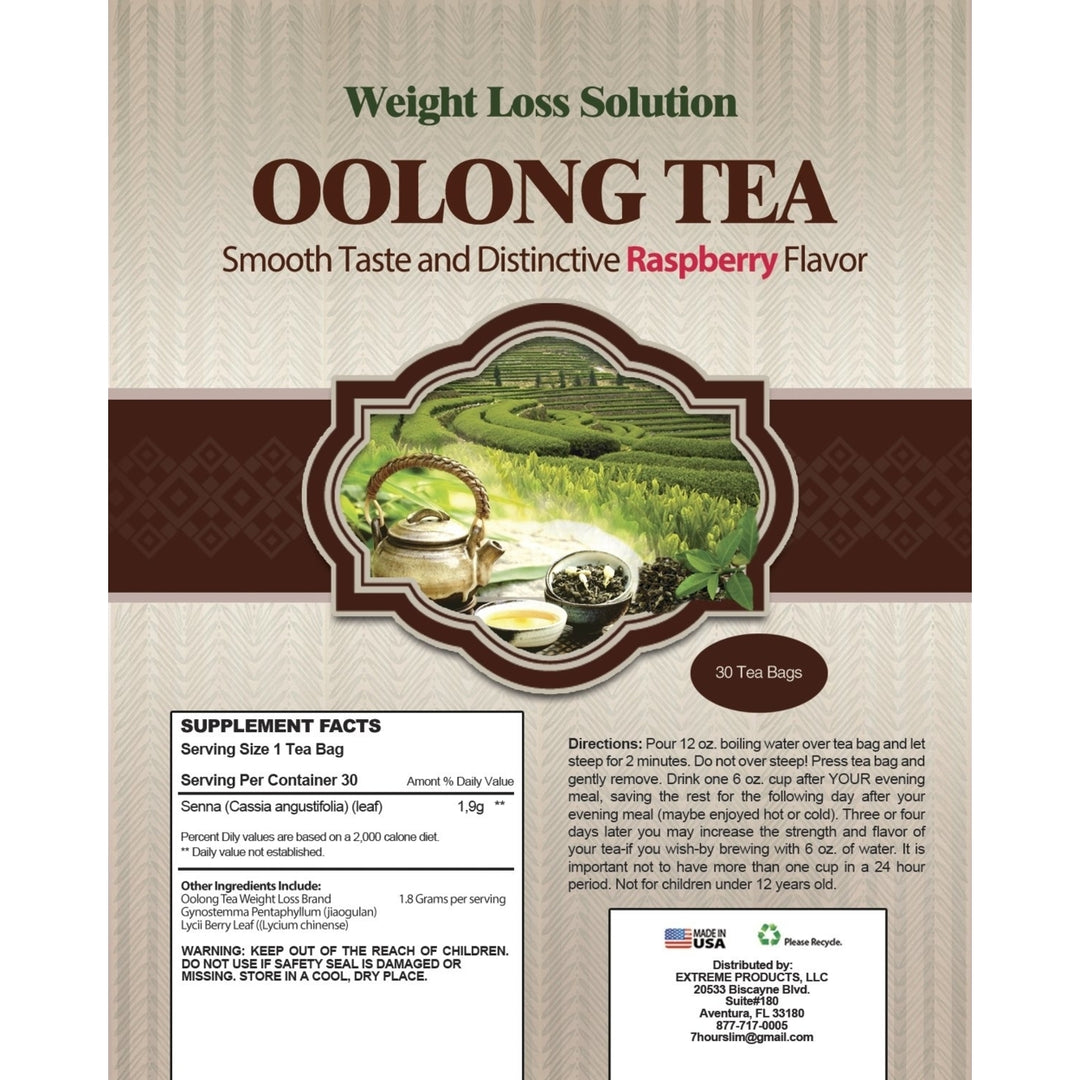 Weight Loss Solution Oolong Wulong Raspberry Slimming Tea (30 tea bags) Image 3