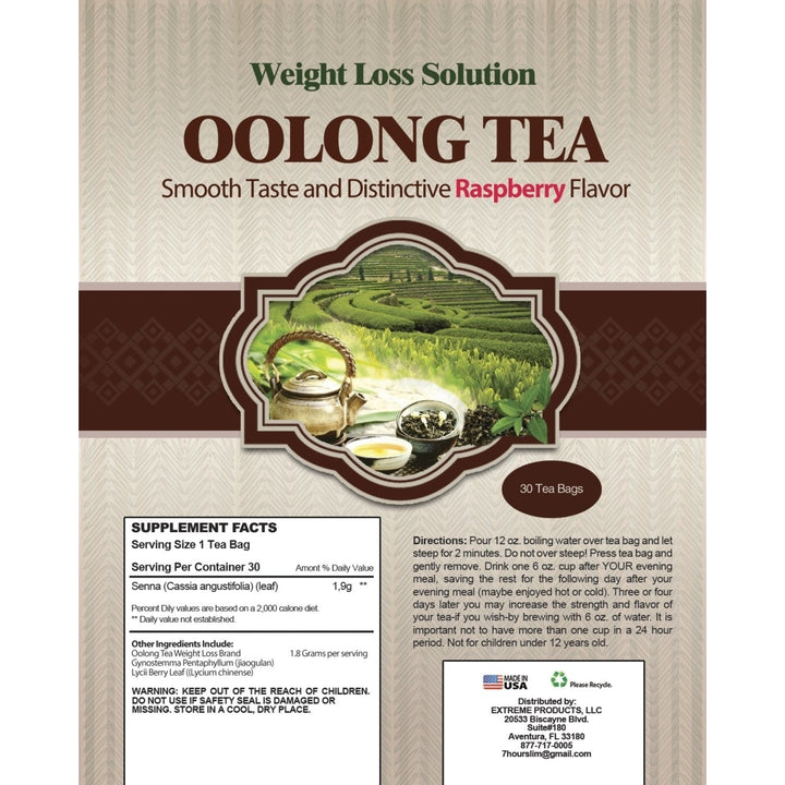 Weight Loss Solution Oolong Wulong Raspberry Slimming Tea (30 tea bags) Image 3