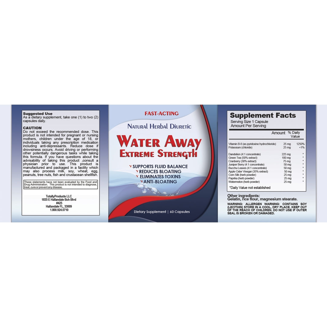 Water Away Natural Diuretic Water Pill (60 Capsules) Image 3