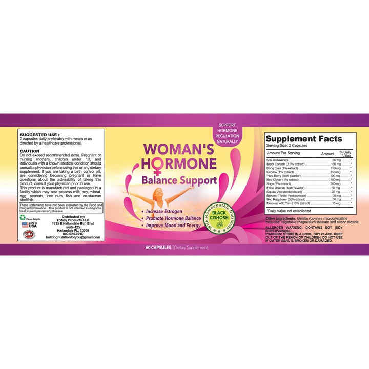 Womans Hormone Balance Menopause Support 60 Capsules Soy Isoflavones Herbs Image 2