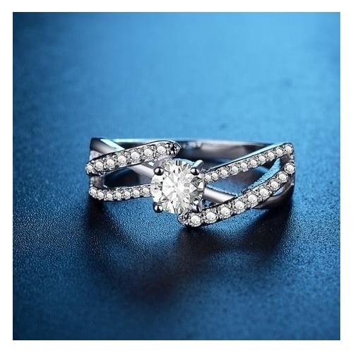 Italian Style Popular style Wave Artificial zircon Ring Lady Ring Image 2