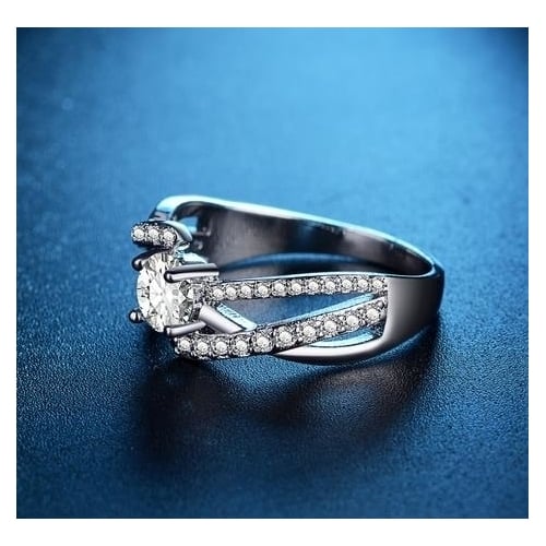 Italian Style Popular style Wave Artificial zircon Ring Lady Ring Image 3