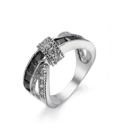 Black Artificial zircon Cross Jewelry Ring Wedding Lady Ring Image 1