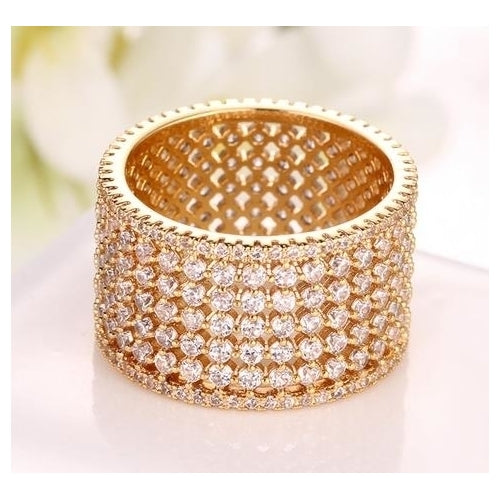 Popular style cylindrical net drill Artificial zircon ring Image 3