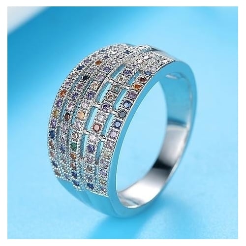 Full-blown hand ornaments with Artificial zircon rings fashionable personality and color finger rings Image 2