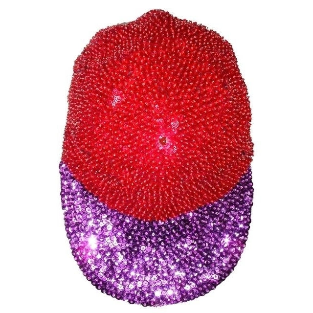 Sequin Baseball Cap Red with Purple Brim Image 1