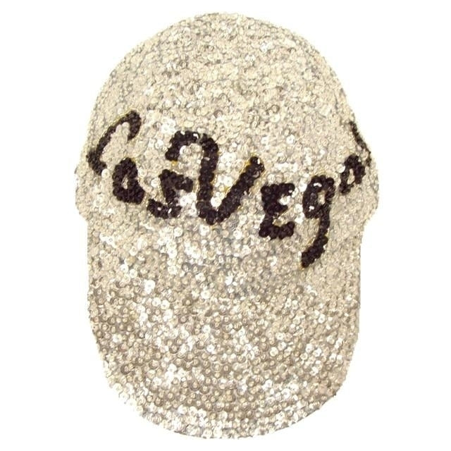 Sequin Baseball Cap Silver Las Vegas Image 1