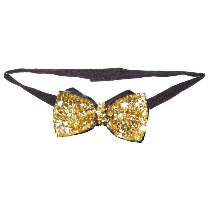 Sequin Bow Tie Gold Adult Unisex Image 1