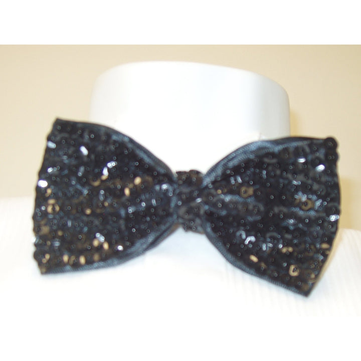 Sequin Bow Tie Black Adult Unisex Image 2