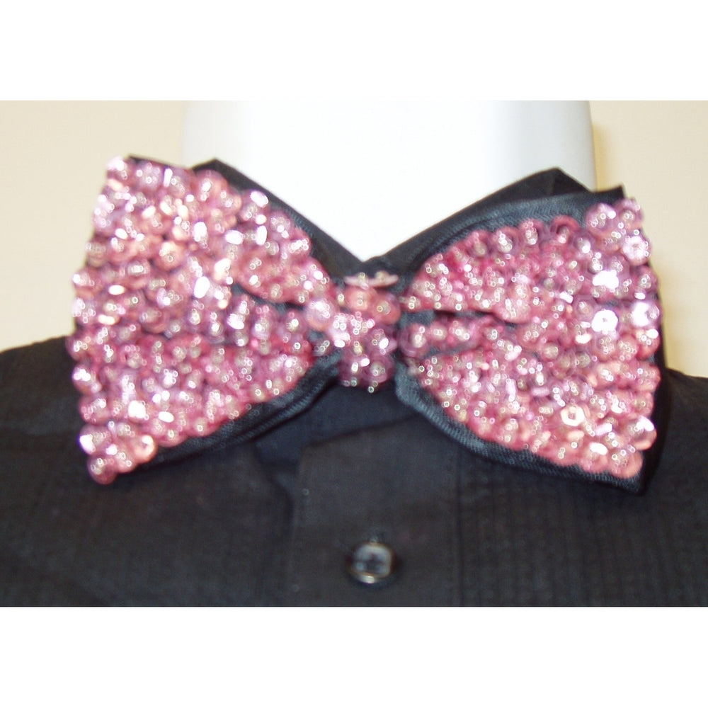 Sequin Bow Tie Lite Pink Adult Unisex Image 2