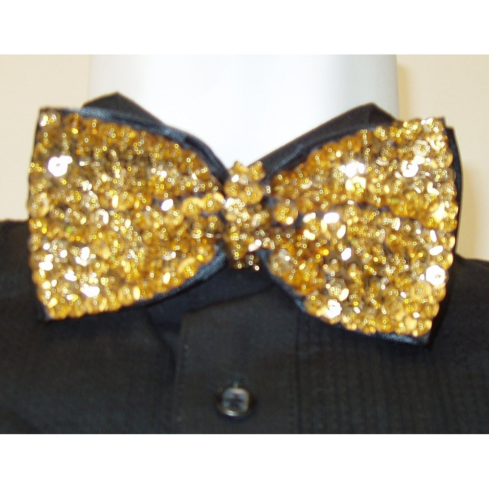 Sequin Bow Tie Gold Adult Unisex Image 2