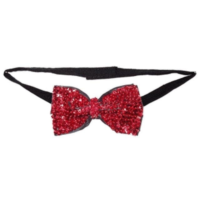 Sequin Bow Tie Red Adult Unisex Image 1