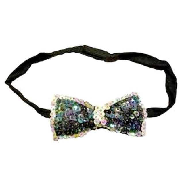 Sequin Bow Tie Peacock with Opal White Trim Adult Unisex Image 1