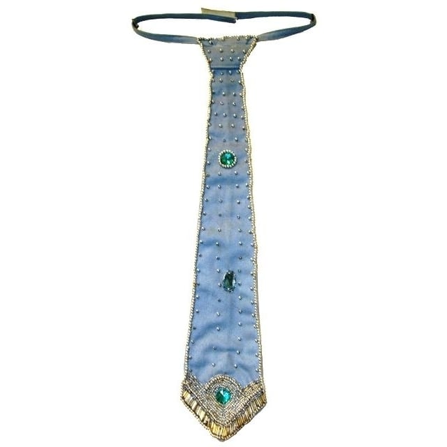 Sequin Denim Neck Tie Lite Blue Adult Unisex Image 1
