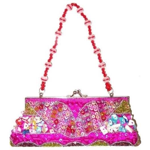 Sequin Evening Purse Fushia Image 1