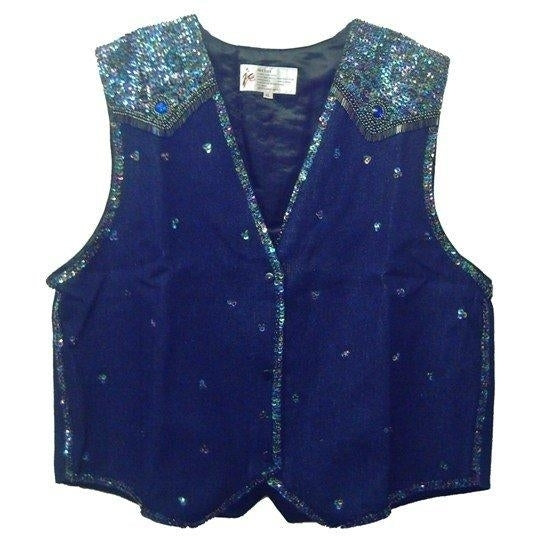 Sequin Denim Vest Blue Adult Unisex Image 1